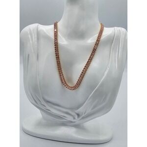 Oshena Baguette Tennis Necklace Women Pink Gold Tone Cubic Zirconia MSRP $225